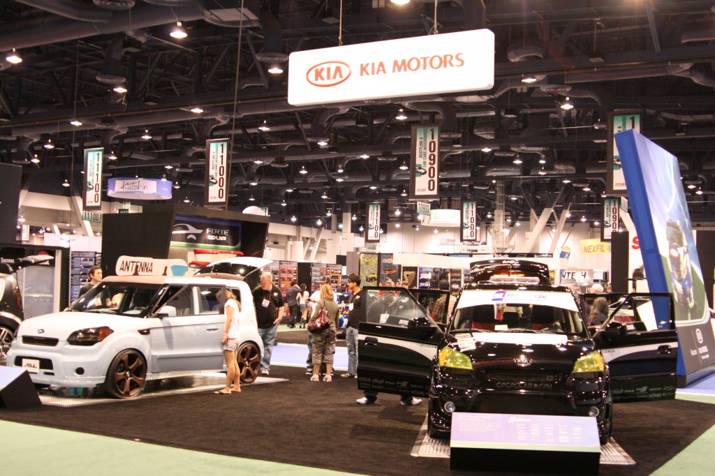 Since becoming Kia’s brand ambassador in 2010, Wie has supported Kia through a variety of activations. (Image: Wikimedia Commons) In 2011, Wie helped design a custom Kia Soul, which the world-famous West Coast Customs crew brought to life for the annual Specialty Equipment Market Association (SEMA) show in Las Vegas. * image: Kia Soul exhibit at the 2009 SEMA auto show in Las Vegas. (Wikipedia)