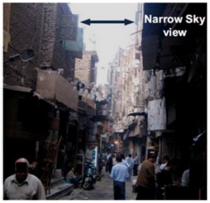 A dim street in a dense urban area in Egypt, in which the light-directing panel could be deployed. (Photo: Business Wire)