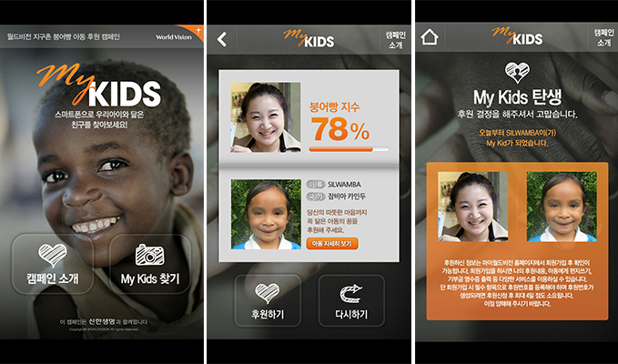 "World Vision" has developed a mobile app called 'My Kids,' which is an overseas children sponsor application. (image: World Vision)