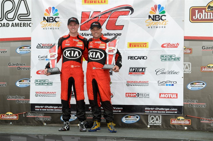 Kia Racing’s doubleheader debut at Road America this weekend turned into a double victory as Nic Jönsson scored back-to-back wins in rounds seven and eight of the 16-race 2014 Pirelli World Challenge (PWC) season. (image credit: Kia Motors America)