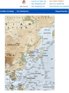 What’s more, IKEA is selling a large-scale world map with the sea indicated as the Sea of Japan in many markets as a wall decoration item.  (image: IKEA homepage)