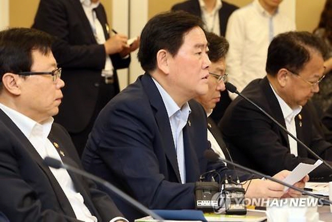 Finance Minister Choi Kyung-hwan (C) outlines the government's second-half economy management plan to lawmakers in Seoul on June 25. (image: Yonhap)