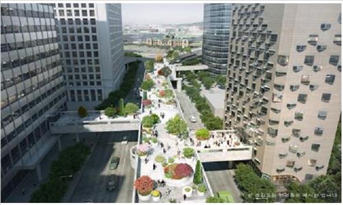With the Seoul Station overpass scheduled to be transformed into a park in April 2017, city residents will soon able to walk among the five buildings near it. (Image : Yonhap)