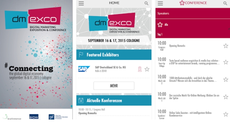 In addition to the comprehensive hall plan, the optimized dmexco app 2015 offers many further practical services in German and English that will make it even easier for visitors to navigate through dmexco. (image: dmexco)