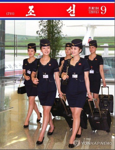 North Korean Female Flight Attendants Make the Cover of Monthly Magazine