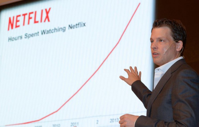 Greg Peters, chief streaming and partnership officer at Netflix Inc., speaks at an event held in Seoul on Sept. 9, 2015, announcing the release of its services in South Korea slated for 2016. (image: Netflix)