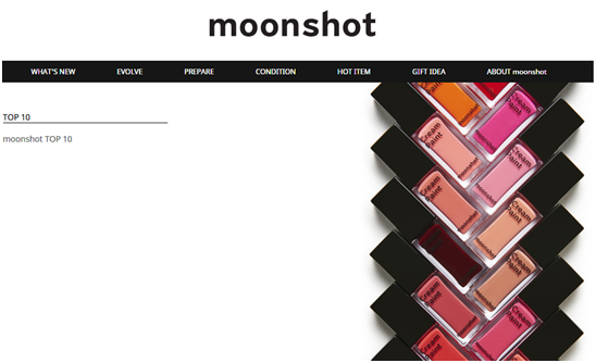 YG Entertainment, representing Psy and Bigbang, also jumped on the cosmetics bandwagon in October 2014. (Image : Moon Shot homepage)