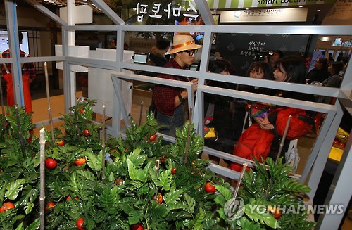 The Ministry of Agriculture, Food and Rural Affairs exhibited its 'Smart Farm', which has sensors that measure temperature and humidity, increasing the efficiency of growing crops. (Image : Yonhap)