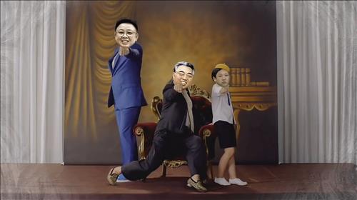 A parody video of North Korea’s founding father Kim Il-sung, the late leader Kim Jong-il and current leader Kim Jong-un dancing is gaining  popularity on YouTube. (Image : Yonhap)