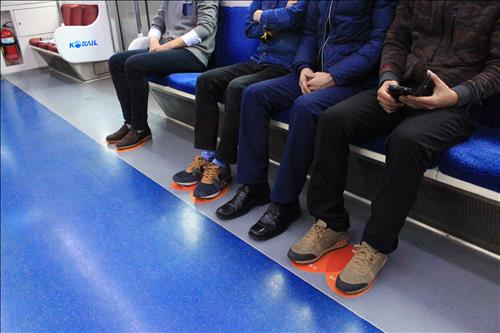 Placing Your Feet on the Orange Heart will make a Better Subway