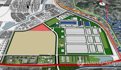A blueprint of Samsung Electronics' new chip plant under construction in Pyeongtaek, south of Seoul. (Image : Yonhap)