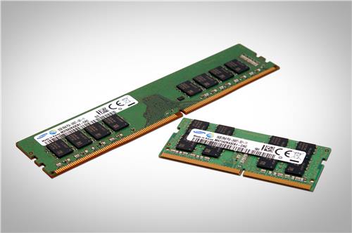 Samsung Electronics Co.'s 8-gigabit DDR4 chips produced through the 10-nanometer-level technology. (Image : Yonhap)