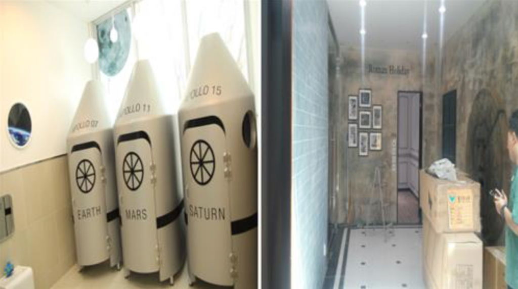 Jeongeup Rest Stop presented a space-themed restroom for children, and a Roman Holiday-inspired women’s restroom. (image: KEC)