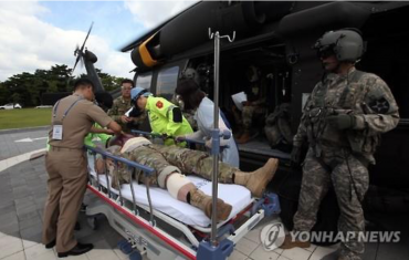 S. Korean Hospital Tends to Injured U.S. Soldiers in Mock Treatment Drill