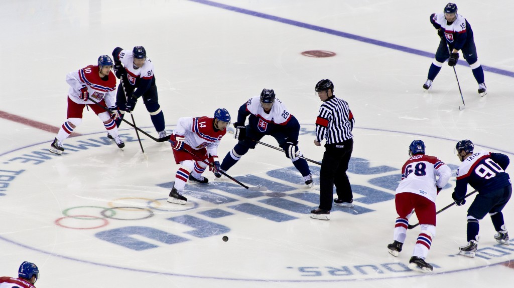 Ice hockey at the 2014 Winter Olympics – Men's tournament Czech Republic vs Slovakia. (image: Wikimedia)