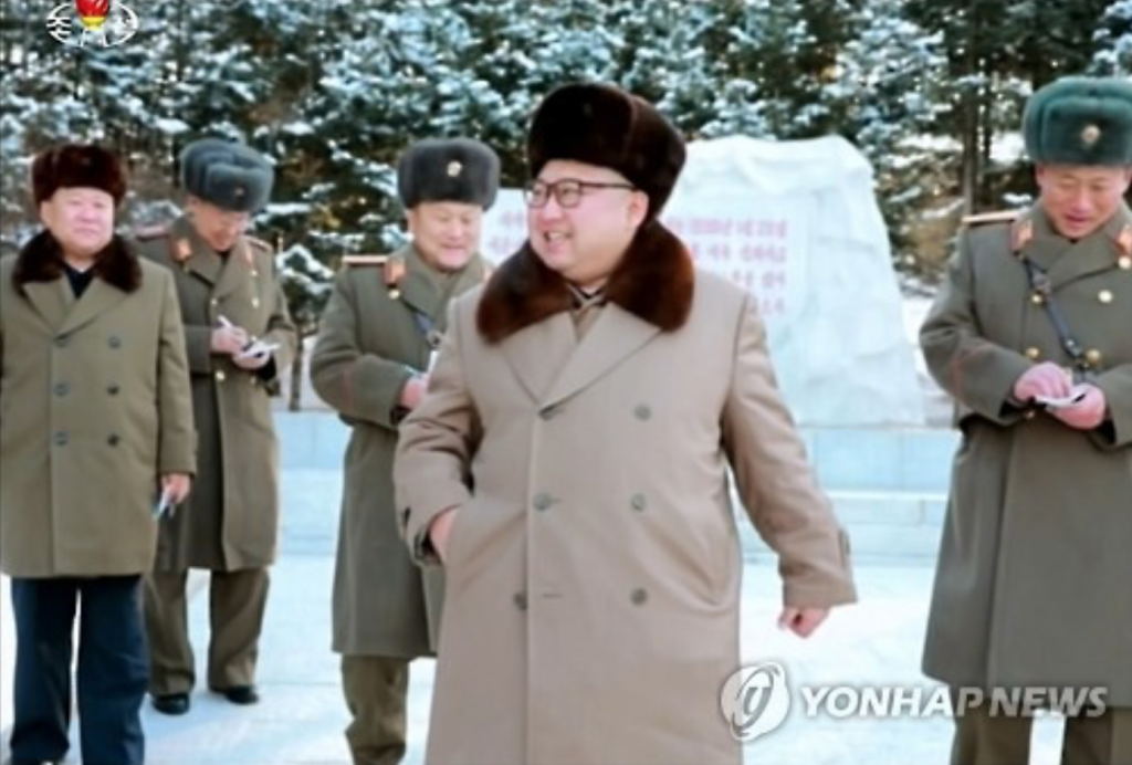 North Korean leader Kim Jong-un smiles during a visit to the headquarters of Large Combined Unit 380 of the Korean People's Army on Nov. 25, 2016. (image: Yonhap)