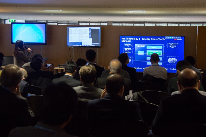 Experts attend a meeting of the ITU in Geneva to develop a global 5G standard on Dec. 9, 2016. (image: KT)