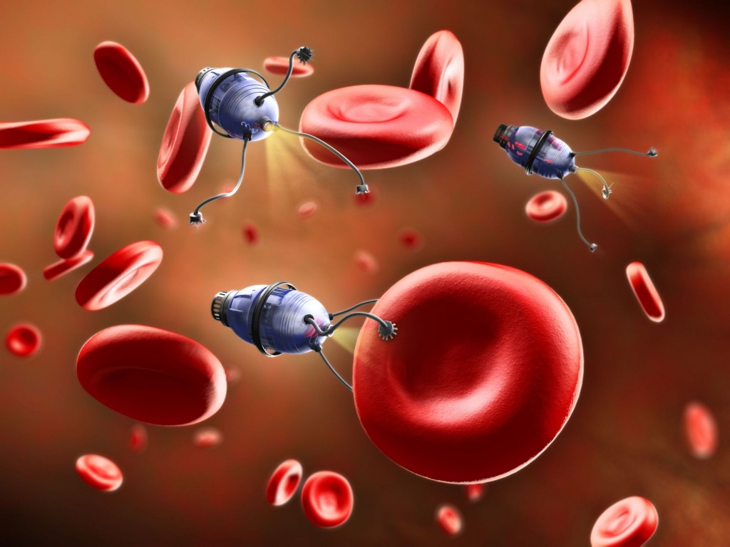 Nanobots going through the bloodstream and repairing some blood cells. (Image credit: Kobiz Media/Korea Bizwire)