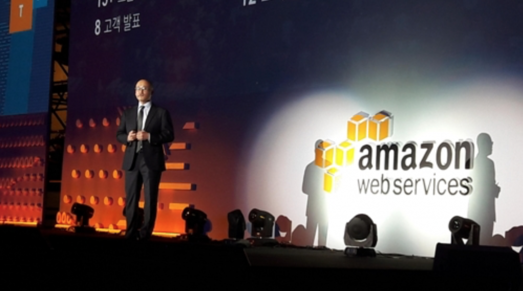 Doug Yeum, general manager at Amazon Web Service (AWS) Korea, speaks during the AWS Summit 2017 in Seoul, on April 19, 2017. (image: Yonhap)
