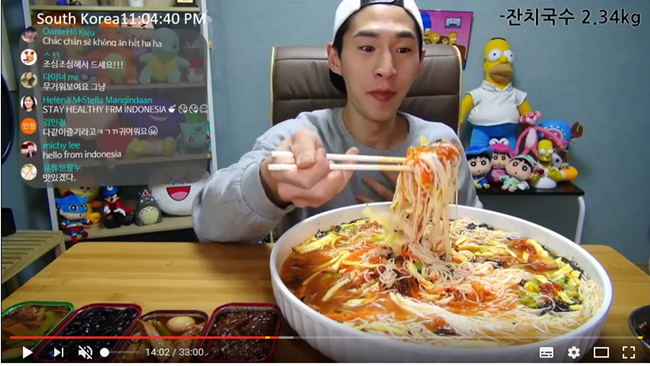 Dieters have turned out to be one of the secrets behind the success of 'meokbang', a unique internet culture originating in South Korea where people stream themselves binge eating for viewers. (Image: Yonhap)