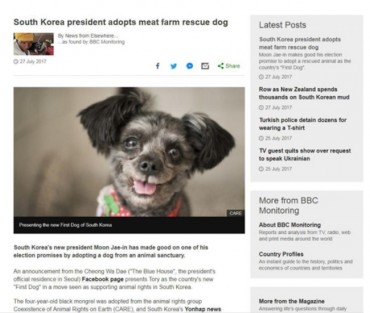 Foreign Press Covers Blue House’s Tory, South Korea’s “First Dog”