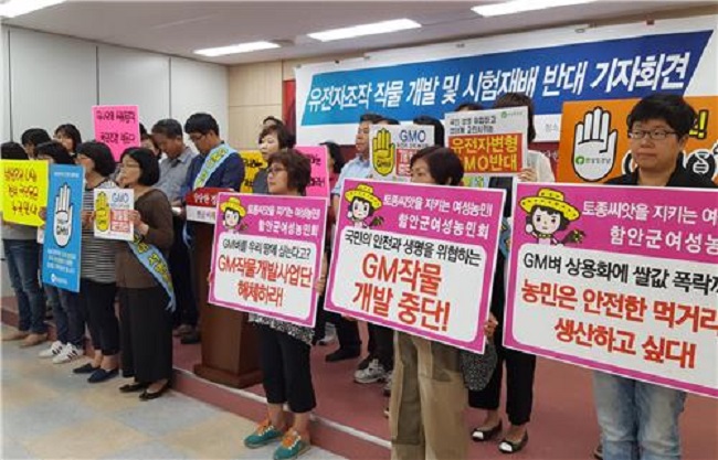 Led by the anti-GMO collective GMO Free Jeonbuk, the civic groups record of opposition to the RDA's aims began in 2015. (Image: Yonhap)