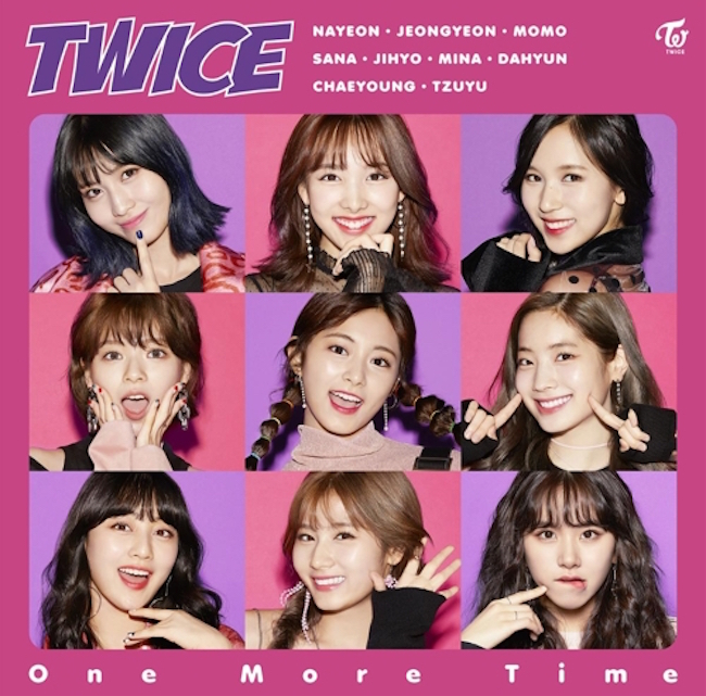 Girl group TWICE's Japanese single 'One More Time', released October 18, has taken the number one spot on Japan's Oricon Singles Chart with sales of 94,957, over 40,000 more than the runner-up, J-pop boy band Magi!c Prince. (Image: JYP Entertainment)