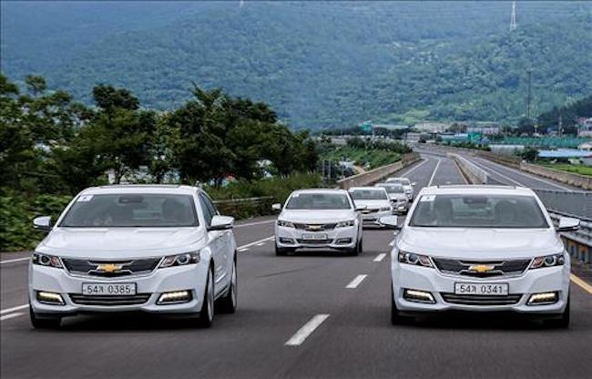 The South Korean government will have another issue to discuss in the next round of FTA negotiations with the United States after a recall of imported Chevrolet Impalas has been delayed to adhere to a clause in the trade pact. (Image: Yonhap)