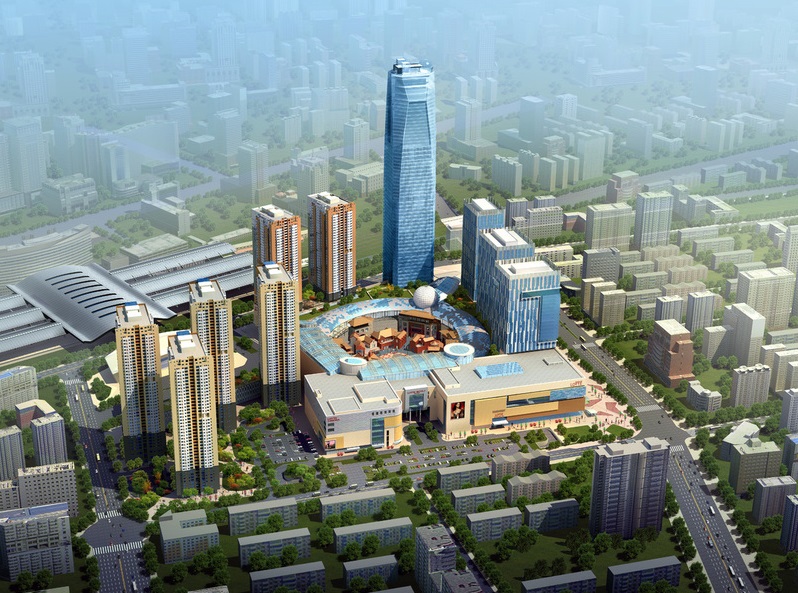 An aerial representation of the Lotte Town design in Shenyang, China. (image: Lotte Group)