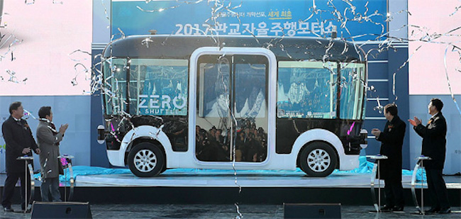 South Korea’s first driverless vehicle, dubbed “Zero Shuttle”, will soon be tested on the roads of Seongnam City after it passes the last stages of its safety inspection. (Image: Gyeonggi Province)