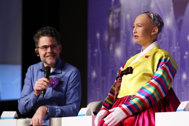 A life-like AI robot captivated a South Korean audience at a technology conference on Tuesday in Seoul with its convincing appearance and proficient communication skills. (Image: Yonhap)