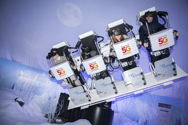 Packed with the latest IT technology including 5g networks and virtual reality, the major telecom provider’s entertainment-packed venue comes with a number of attractions, including a VR-based ‘snow drift’ corner. (Image: SKT)