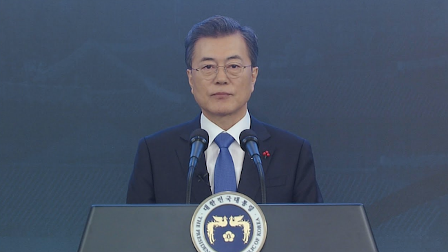 Moon's New Year's address was both populist and pacifist; the president emphasized improving the quality of life for the average citizen and reaffirmed his dedication to peace on the peninsula and the dismantling of the North's nuclear program. (Image: Yonhap)