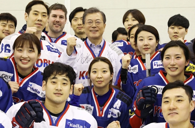 Whatever the political motivations behind the joint North and South Korean hockey team, the unified Korea team has already garnered a win in generating interest in ice hockey among the general public. (Image: Yonhap)