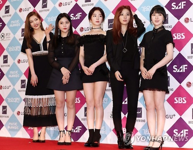 Red Velvet will sing two of its latest hits, "Red Flavor" and "Bad Boy," during two rare performances by a South Korean troupe in Pyongyang next week, sources well informed of the shows said Monday. (Image: Yonhap)