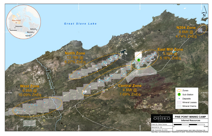 Osisko Metals' Pine Point Project In Pit Inferred Resource. (image: Osisko Metals Incorporated)