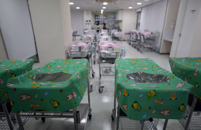 A newborn baby unit at a Seoul hospital. (Yonhap)