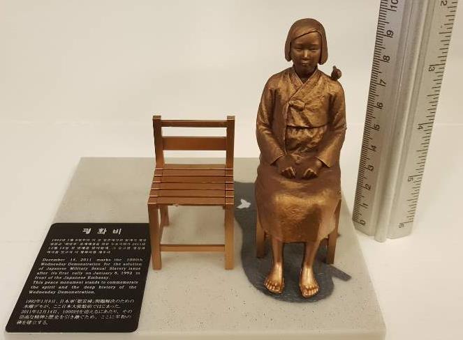 A statue of a sex slave girl identical to the one that had been displayed at Ravensbruck Memorial. (Yonhap)