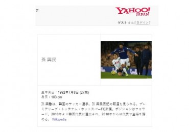 Yahoo Japan Criticized over Profile Picture of Son Heung-Min
