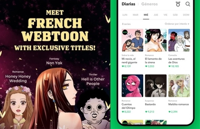 Naver Webtoon Corp.'s services in French and Spanish. (image: Naver Webtoon)