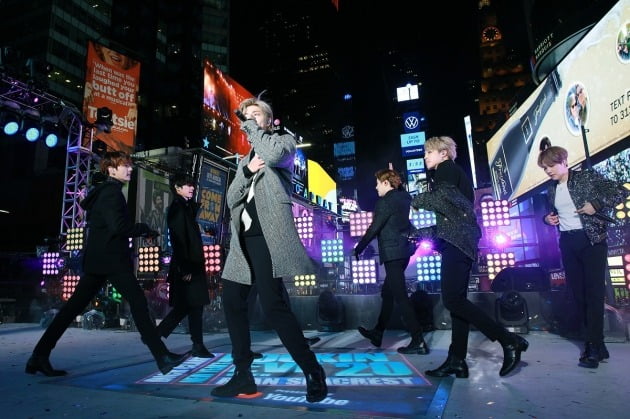 BTS performing at the Times Square New Year's Eve celebration on Tuesday, Dec. 31, 2019, in New York. (image: Big Hit Entertainment)