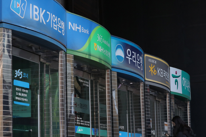This file photo shows ATMs of major South Korean banks. (Yonhap)