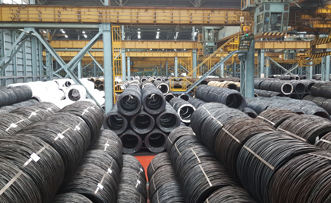 Steel wire products at POSCO's integrated steel mill in Pohang, some 370 kilometers south of Seoul. (Yonhap)