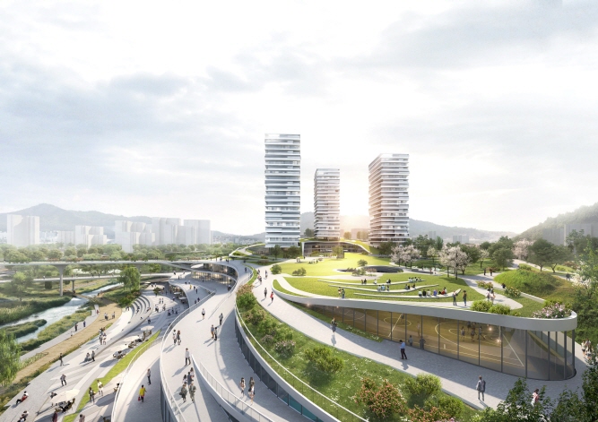 The winning project proposed a "Multi-Layer City" in which various urban functions are arranged in three dimensions in the form of a podium on a total of 38,120 square meters of land. (image: Seoul Metropolitan Government)