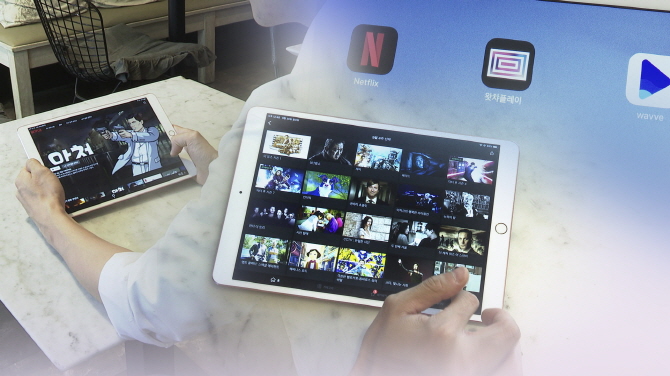 This undated image from Yonhap News TV shows an over-the-top (OTT) platform on a tablet. 