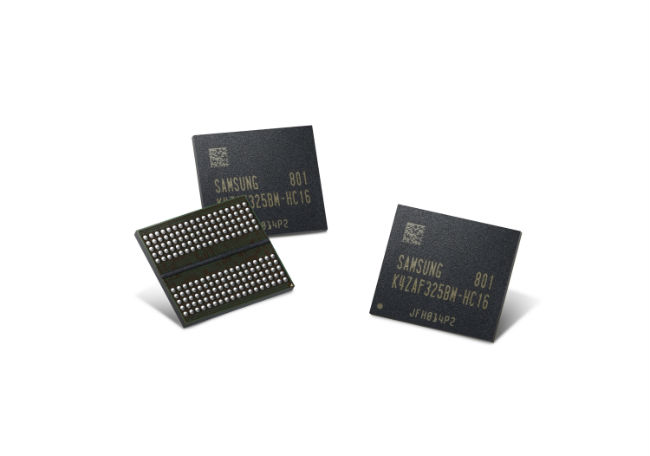 This photo provided by Samsung Electronics Co. shows the company's Graphics Double Data Rate 6 (GDDR6) memory chips.