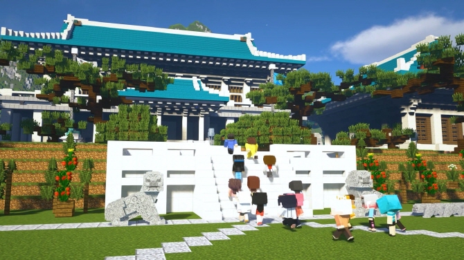 This image released by Cheong Wa Dae shows a virtual tour of the presidential office, using the format of Minecraft, a popular sandbox video game.
