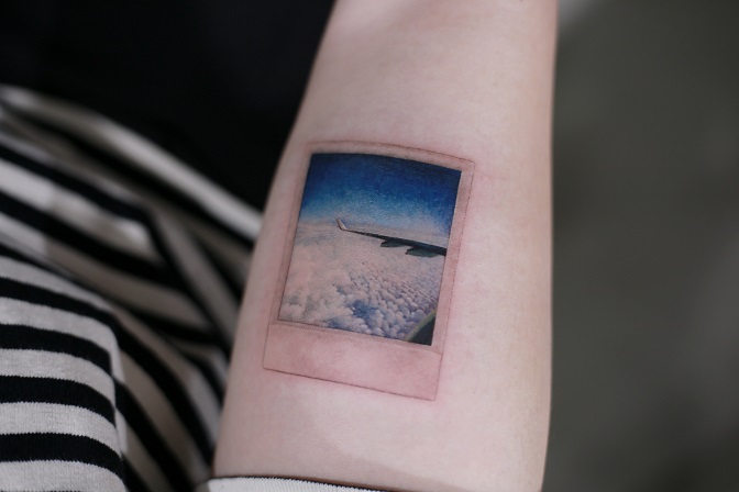 This photo provided by Kim Do-yoon shows a tattoo of an aerial view inked by the tattooist.