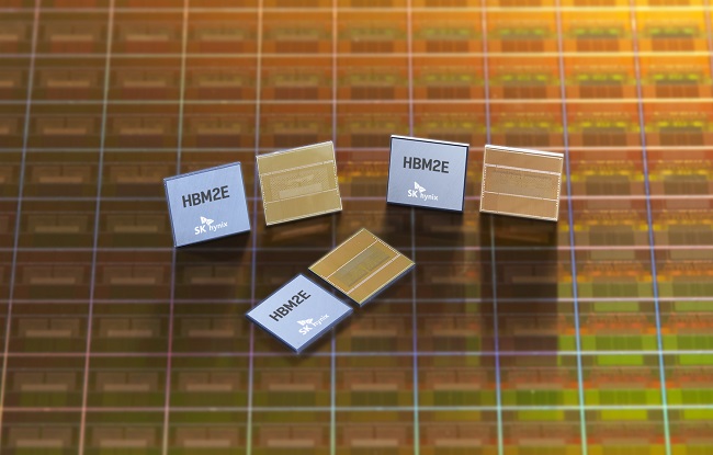 This photo provided by SK hynix Inc. on July 2, 2020, shows the company's high-speed DRAM, HBM2E.