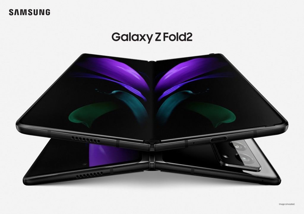 This photo provided by Samsung Electronics Co. on Sept. 1, 2020, shows the company's Galaxy Z Fold 2 foldable smartphone. (PHOTO NOT FOR SALE) (Yonhap)